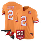 Johmsee TB.Buccaneers #2 Emeka Egbuka Player Orange 50th Season Vapor Limited Home Game Stitched Jerseys