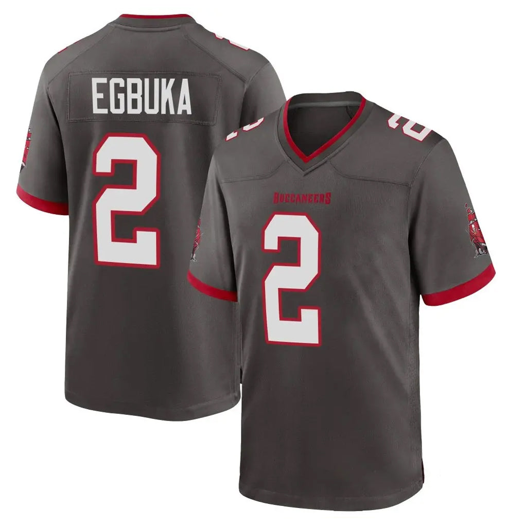 Johmsee TB.Buccaneers #2 Emeka Egbuka Player Pewter Alternate Home Game Stitched Jerseys