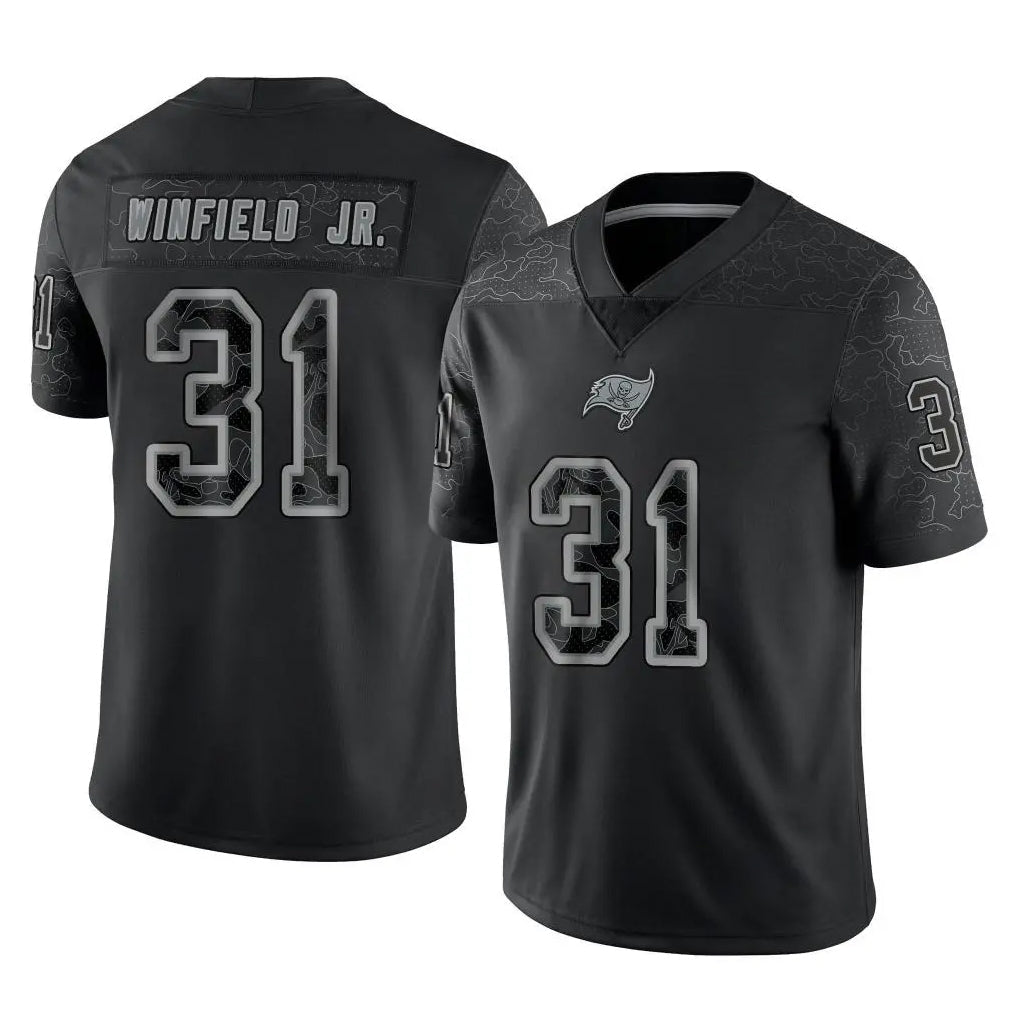 Johmsee TB.Buccaneers #31 Antoine Winfield Jr. Player Black Reflective Limited Home Game Stitched Jerseys