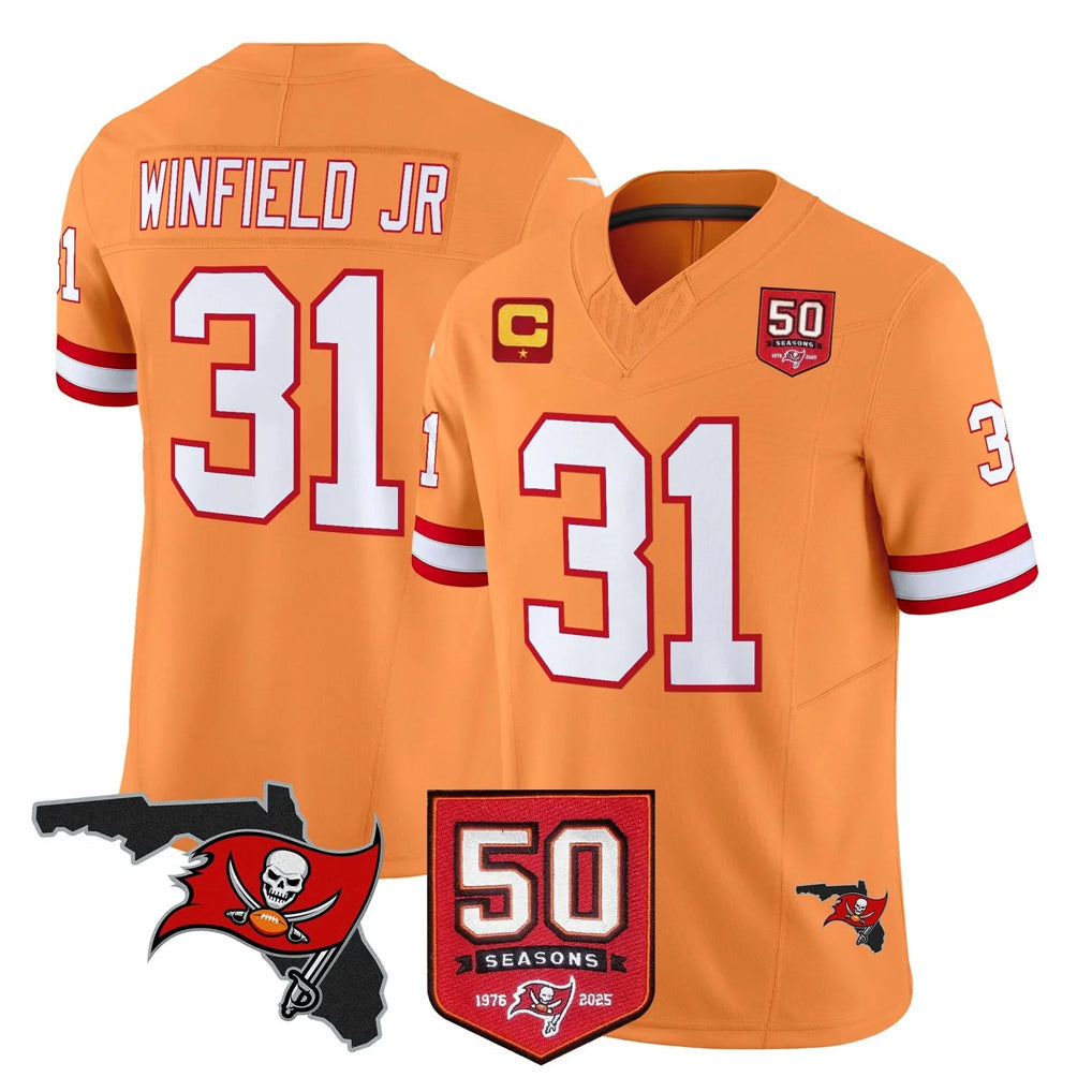 Johmsee TB.Buccaneers #31 Antoine Winfield Jr. Player Orange 50th Season Vapor Limited Home Game Stitched Jerseys