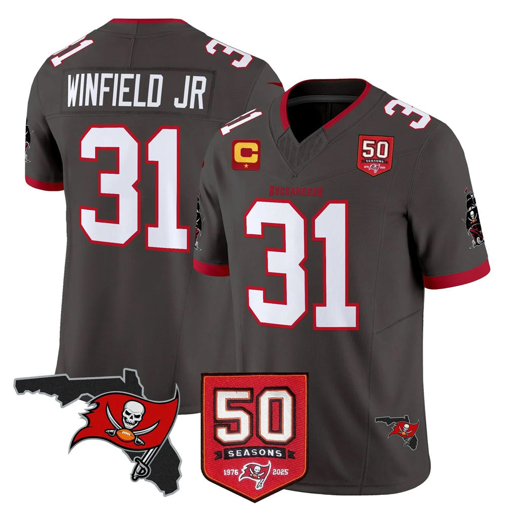 Johmsee TB.Buccaneers #31 Antoine Winfield Jr. Player Pewter Limited 2026 Season Vapor F.U.S.E. Home Game Stitched Jerseys