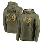 Johmsee TB.Buccaneers #34 Alex Anzalone Player Olive Salute to Service Pullover Hoodie Home Game Stitched Jerseys
