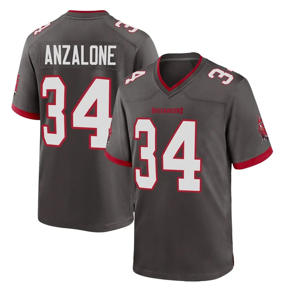Johmsee TB.Buccaneers #34 Alex Anzalone Player Pewter Alternate Home Game Stitched Jerseys