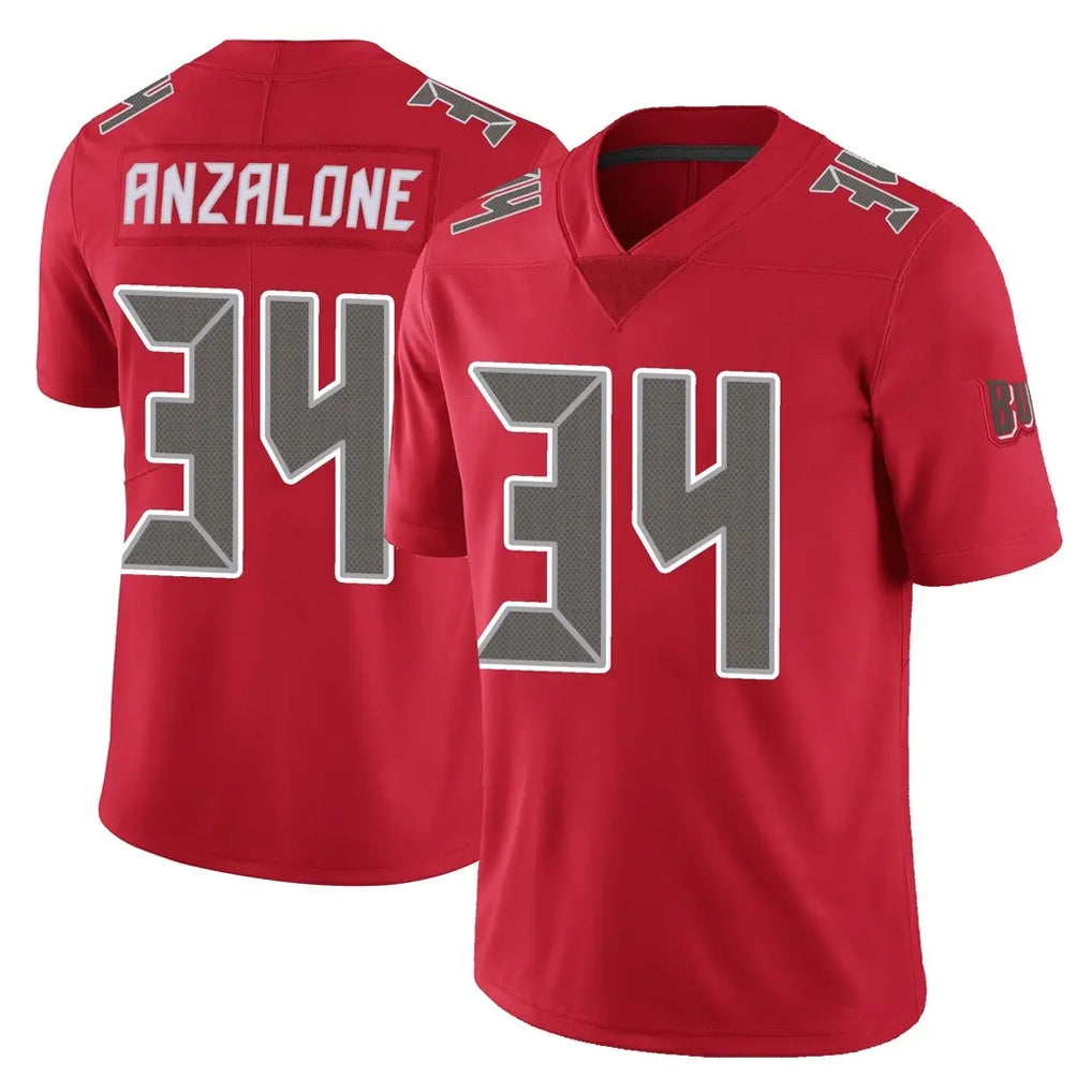 Johmsee TB.Buccaneers #34 Alex Anzalone Player Red Limited Color Rush Home Game Stitched Jerseys