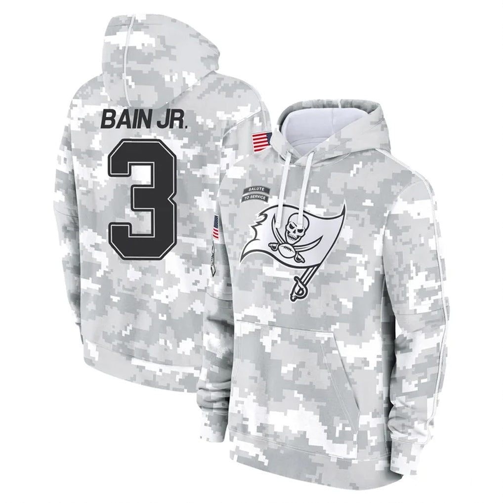 Johmsee TB.Buccaneers #3 Rueben Bain Jr. Player Arctic Camo Limited Salute to Service Pullover Hoodies Game Stitched Jerseys