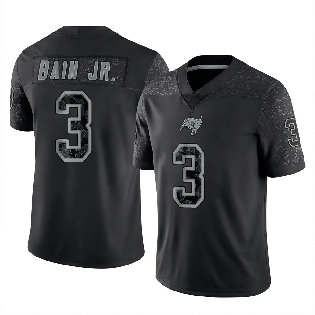 Johmsee TB.Buccaneers #3 Rueben Bain Jr. Player Black Reflective Limited Home Game Stitched Jerseys