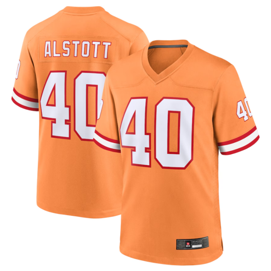 Johmsee TB.Buccaneers #40 Mike Alstott Orange Throwback Game American Stitched Jersey