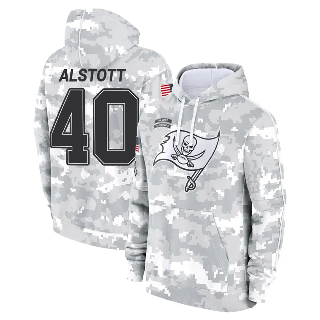 Johmsee TB.Buccaneers #40 Mike Alstott Player Arctic Camo Salute to Service Hoodies Stitched Jerseys