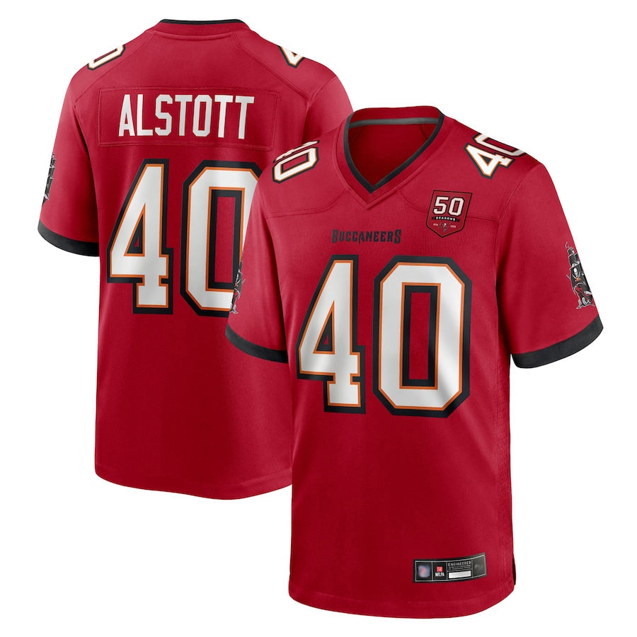 Johmsee TB.Buccaneers #40 Mike Alstott Player Red 50th Anniversary GameStitched Jerseys