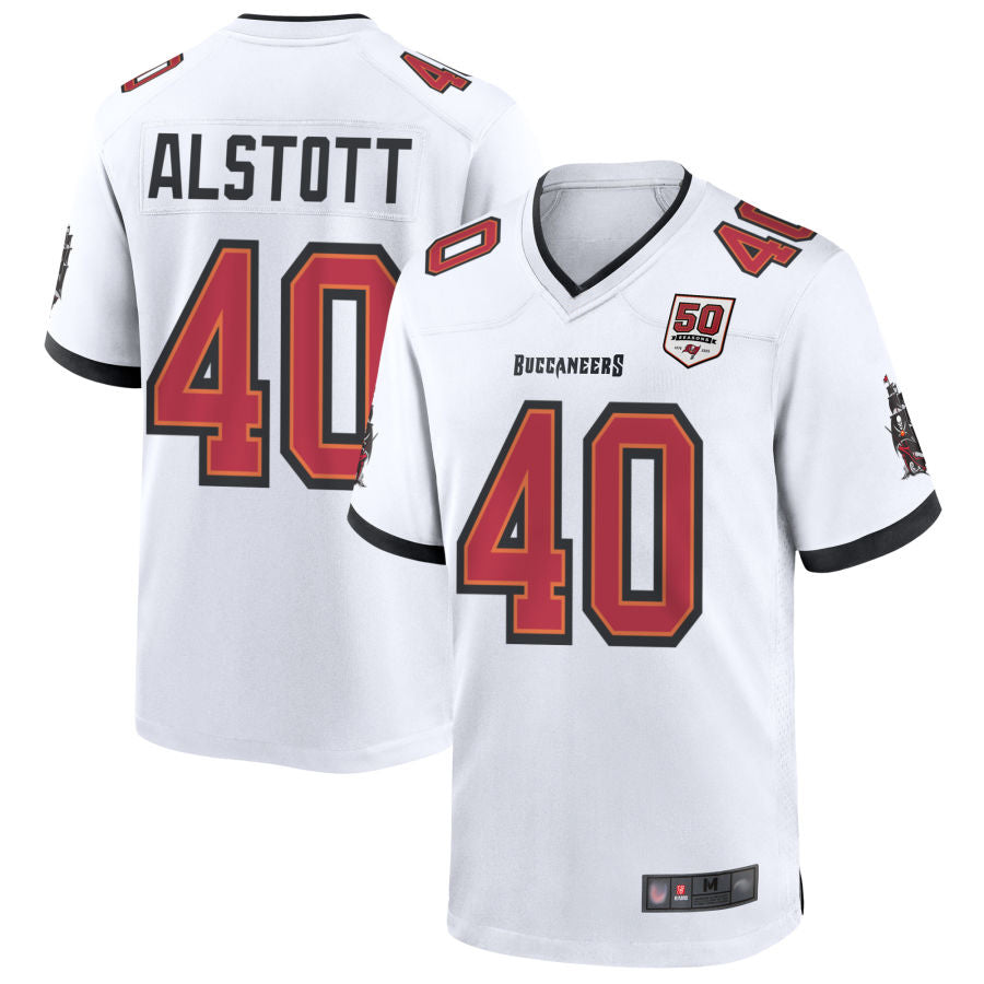 Johmsee TB.Buccaneers #40 Mike Alstott Player White 50th Anniversary Game Stitched Jerseys