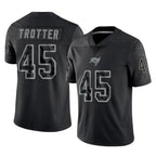 Johmsee TB.Buccaneers #45 Josiah Trotter Player Black Reflective Limited Home Game Stitched Jerseys