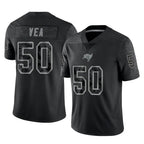 Johmsee TB.Buccaneers #50 Vita Vea Player Black Reflective Limited Home Game Stitched Jerseys