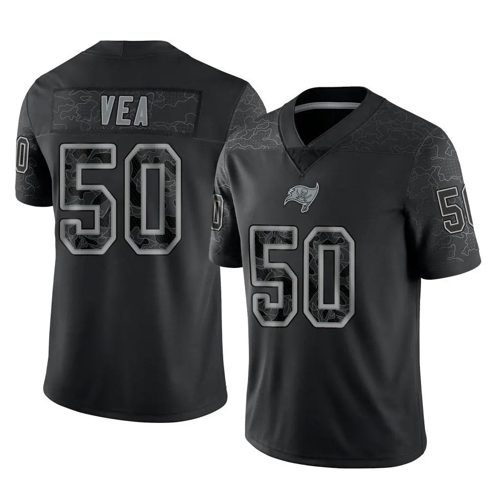 Johmsee TB.Buccaneers #50 Vita Vea Player Black Reflective Limited Home Game Stitched Jerseys