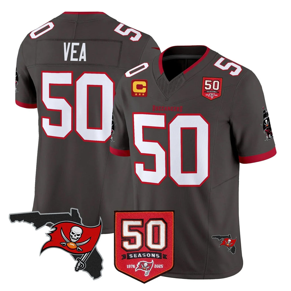 Johmsee TB.Buccaneers #50 Vita Vea Player Pewter Limited 2026 Season Vapor F.U.S.E. Home Game Stitched Jerseys