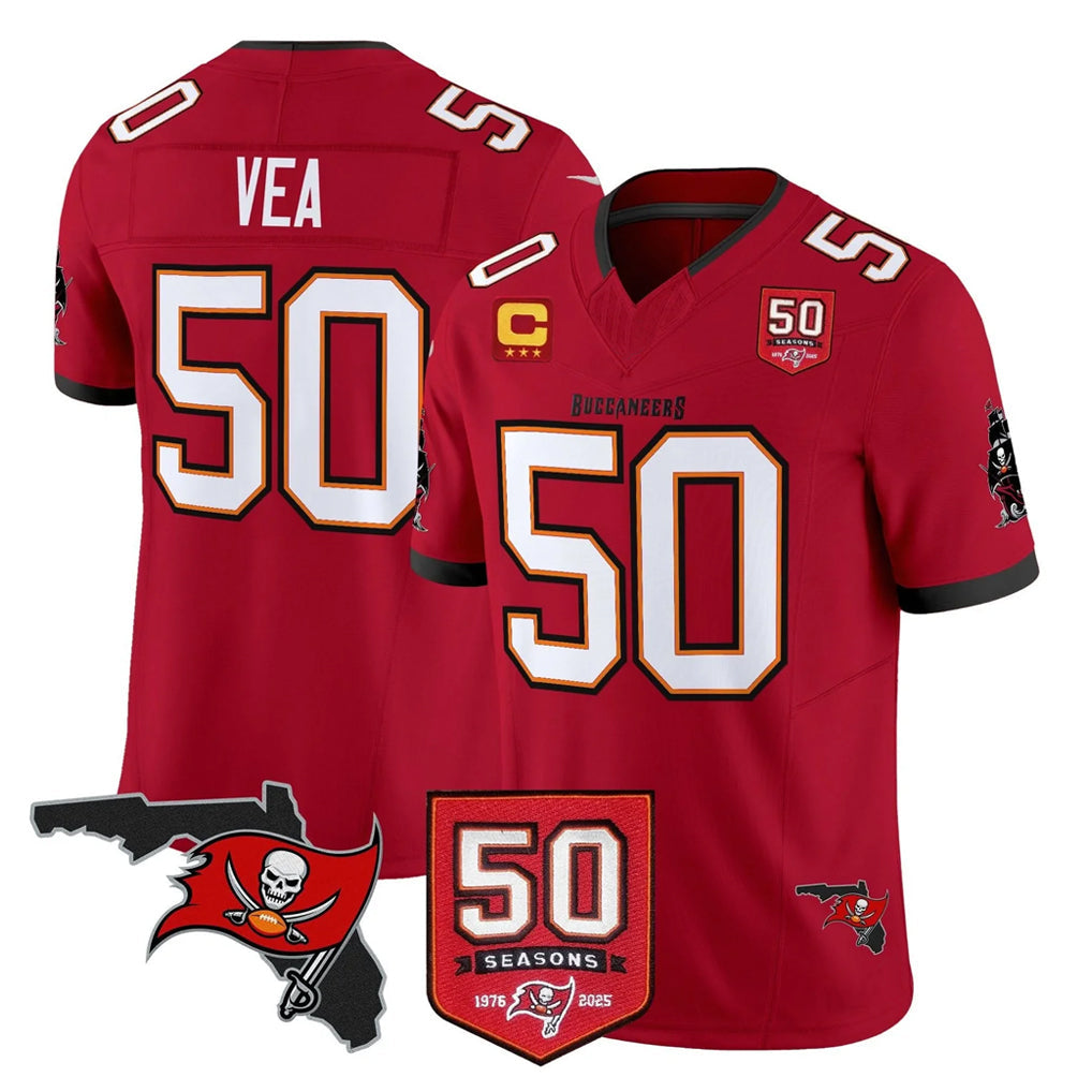 Johmsee TB.Buccaneers #50 Vita Vea Player Red Limited 2026 Season Vapor F.U.S.E. Home Game Stitched Jerseys