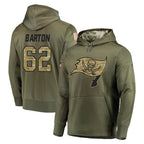 Johmsee TB.Buccaneers #62 Graham Barton Player Olive Salute to Service Pullover Hoodie Home Game Stitched Jerseys