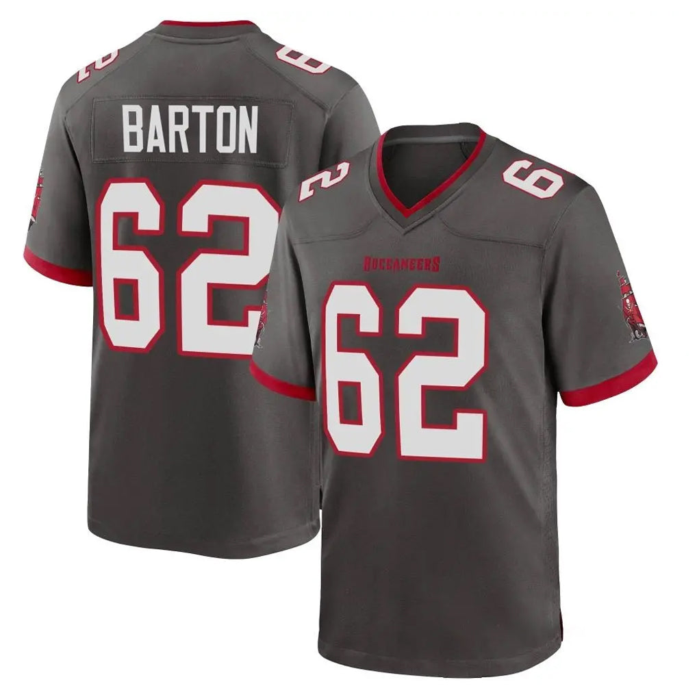 Johmsee TB.Buccaneers #62 Graham Barton Player Pewter Alternate Home Game Stitched Jerseys