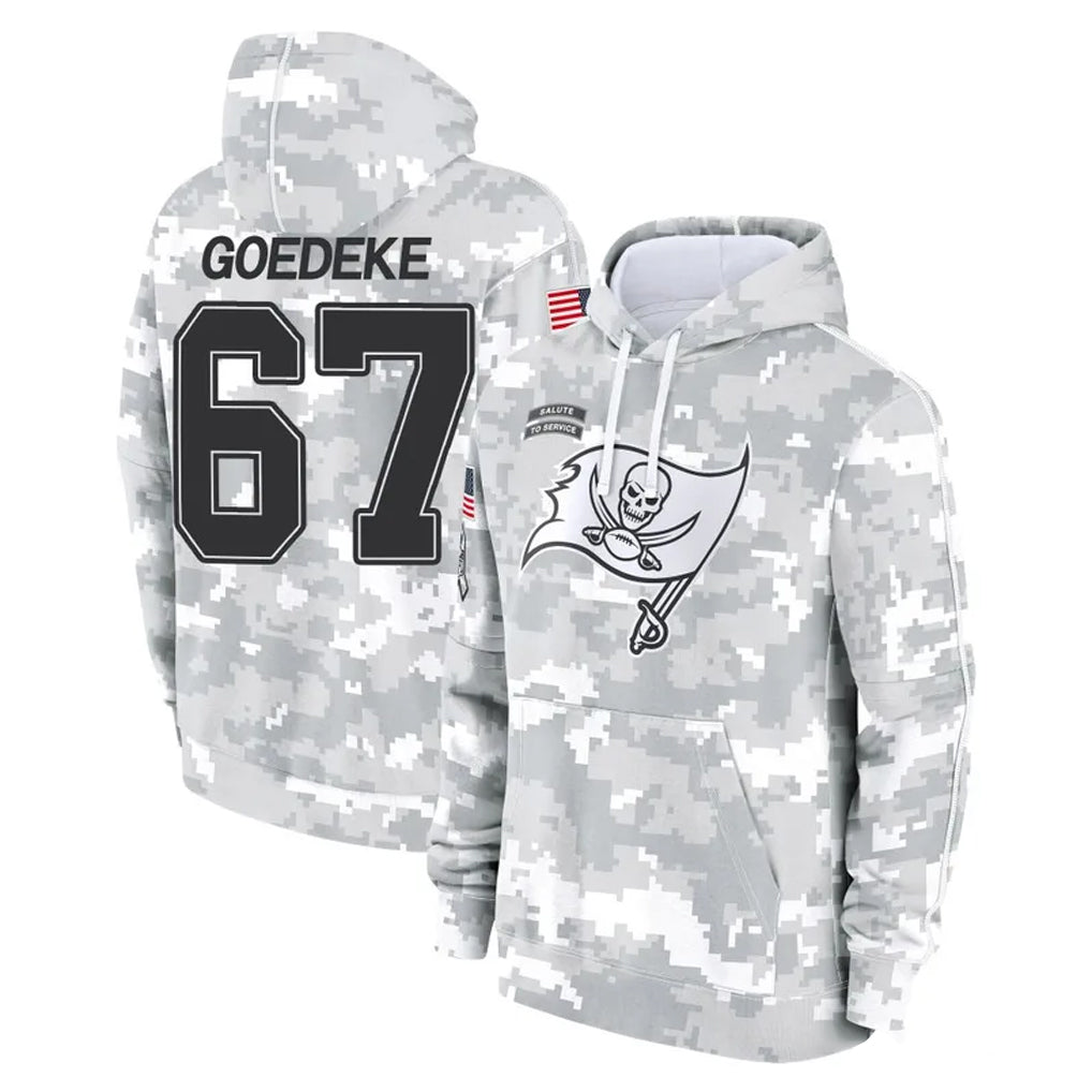 Johmsee TB.Buccaneers #67 Luke Goedeke Player Arctic Camo Limited Salute to Service Pullover Hoodies Game Stitched Jerseys