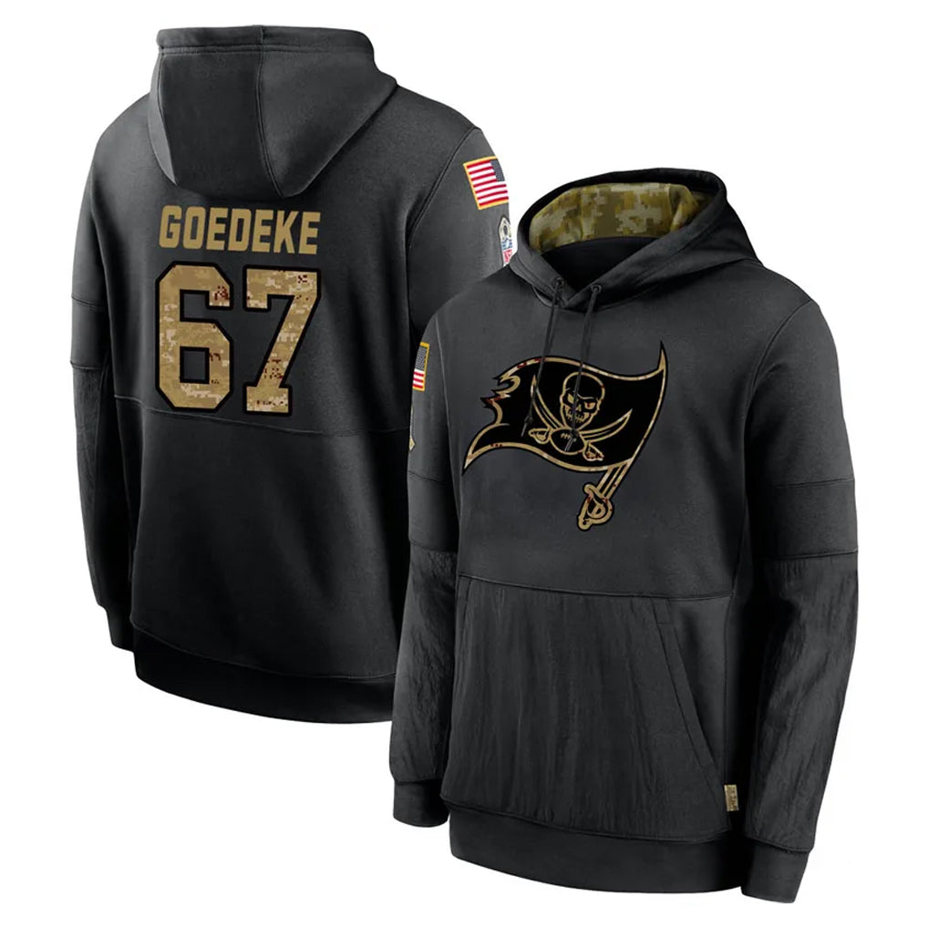 Johmsee TB.Buccaneers #67 Luke Goedeke Player Black Salute to Service Sideline Performance Pullover Hoodies Home Game Stitched Jerseys