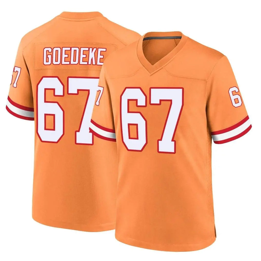 Johmsee TB.Buccaneers #67 Luke Goedeke Player Orange Throwback Home Game Stitched Jerseys