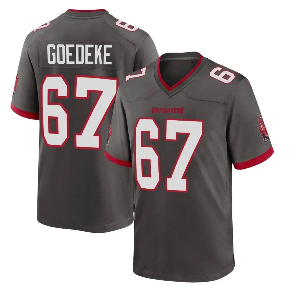 Johmsee TB.Buccaneers #67 Luke Goedeke Player Pewter Alternate Home Game Stitched Jerseys