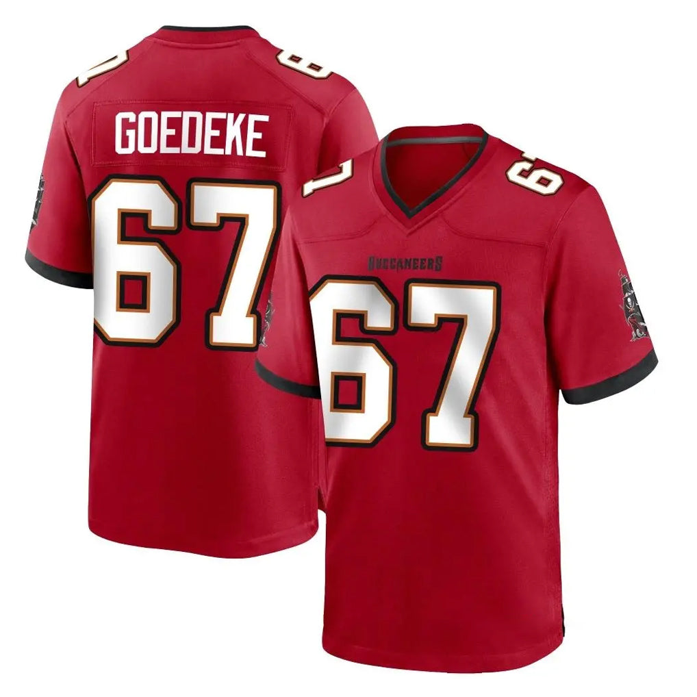 Johmsee TB.Buccaneers #67 Luke Goedeke Player Red Home Game Stitched Jerseys