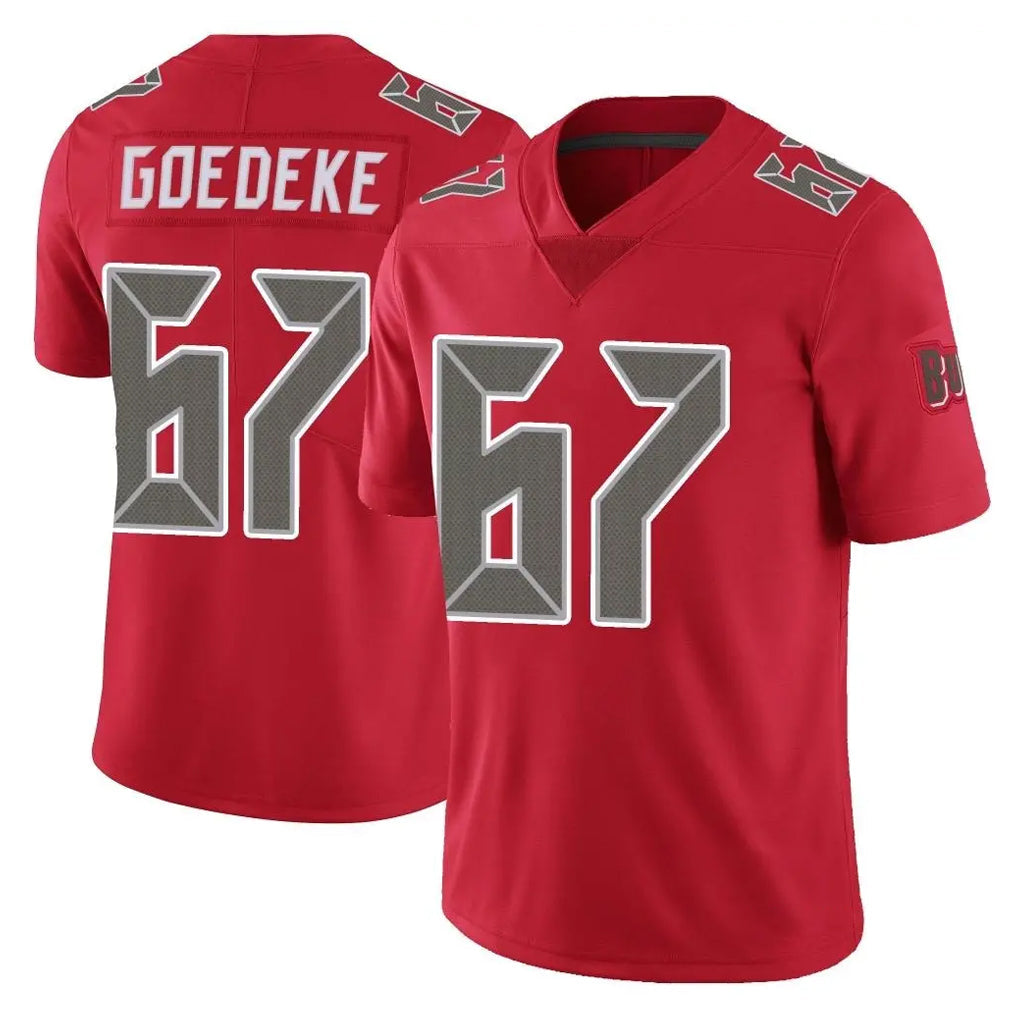 Johmsee TB.Buccaneers #67 Luke Goedeke Player Red Limited Color Rush Home Game Stitched Jerseys