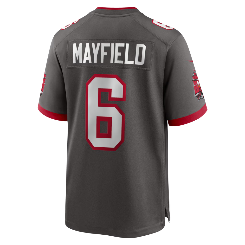 Johmsee TB.Buccaneers #6 Baker Mayfield Pewter Alternate Game Player Stitched Jerseys