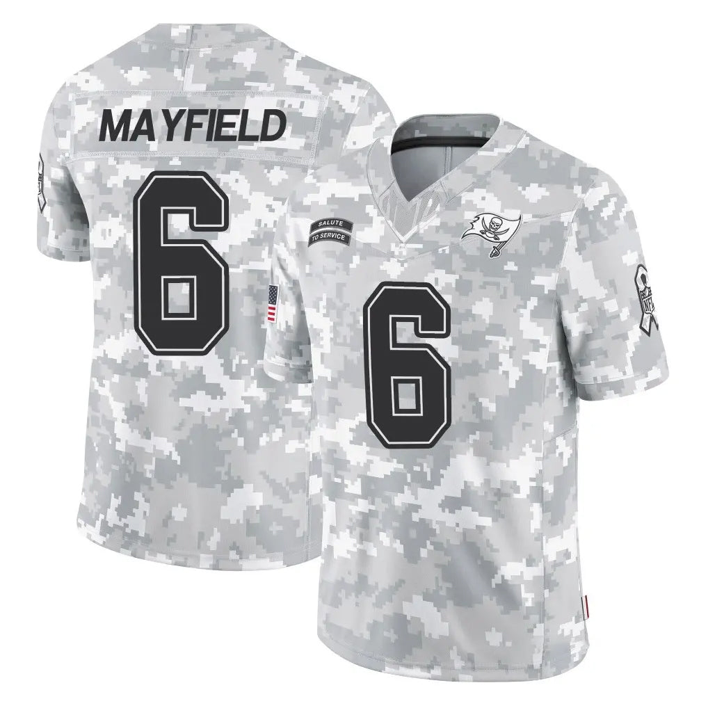 Johmsee TB.Buccaneers #6 Baker Mayfield Player Arctic Camo Limited Salute To Service Home Game Stitched Jerseys
