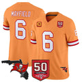 Johmsee TB.Buccaneers #6 Baker Mayfield Player Orange 50th Season Vapor Limited Home Game Stitched Jerseys