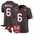 Johmsee TB.Buccaneers #6 Baker Mayfield Player Pewter 50th Season Vapor Limited Home Game Stitched Jerseys
