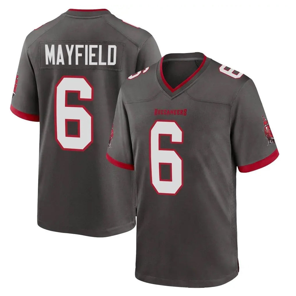 Johmsee TB.Buccaneers #6 Baker Mayfield Player Pewter Alternate Home Game Stitched Jerseys