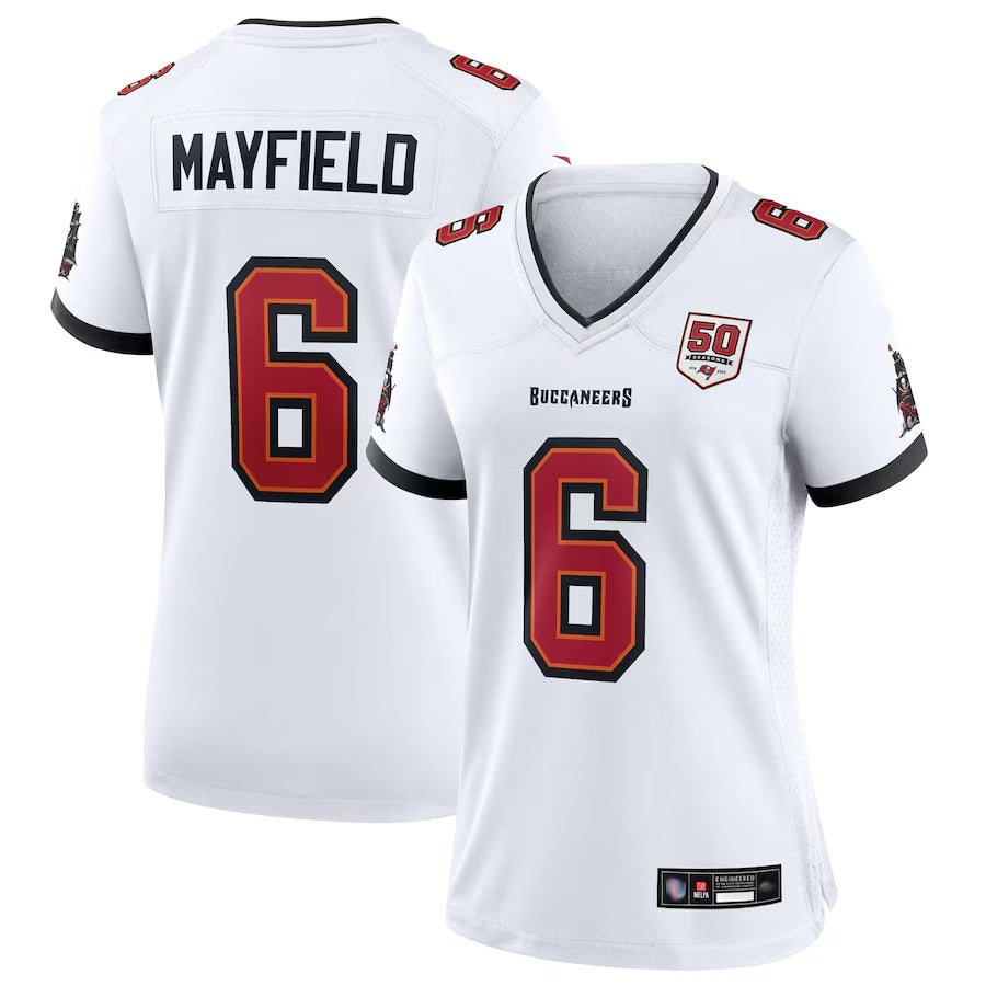 Johmsee TB.Buccaneers #6 Baker Mayfield Player White 50th Anniversary Game Stitched Jerseys