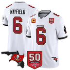 Johmsee TB.Buccaneers #6 Baker Mayfield Player White 50th Season Vapor Limited Home Game Stitched Jerseys