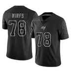 Johmsee TB.Buccaneers #78 Tristan Wirfs Player Black Reflective Limited Home Game Stitched Jerseys