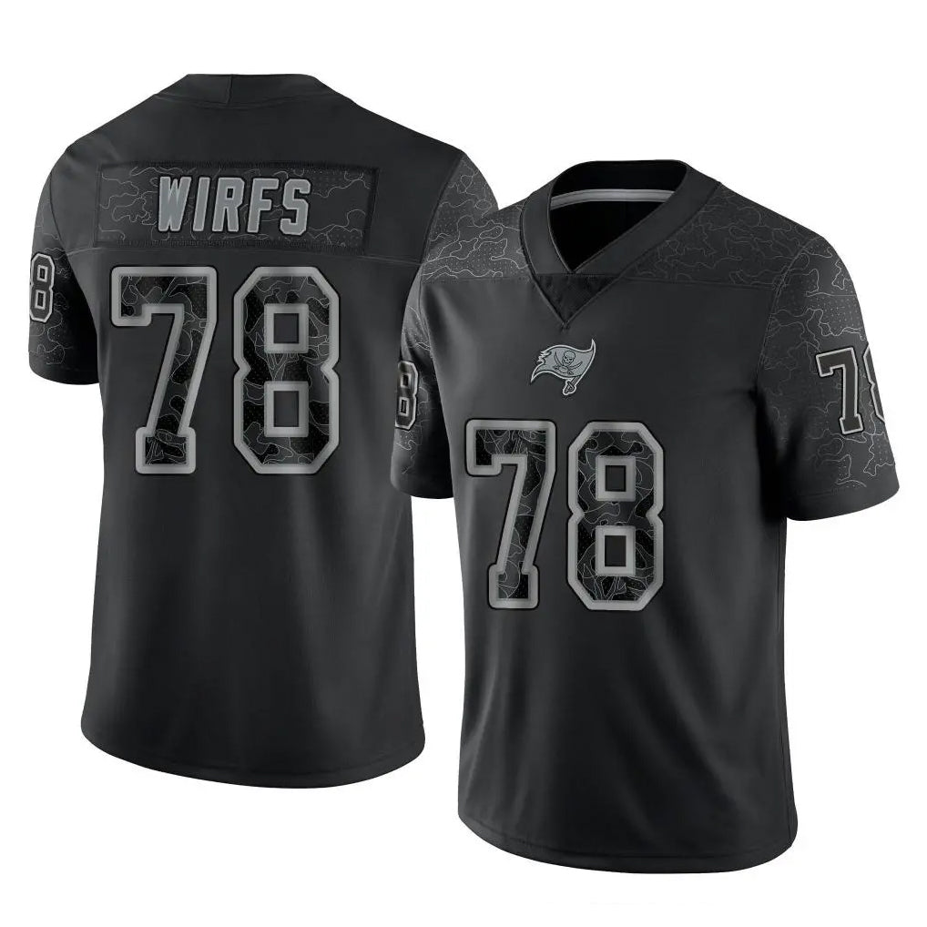 Johmsee TB.Buccaneers #78 Tristan Wirfs Player Black Reflective Limited Home Game Stitched Jerseys