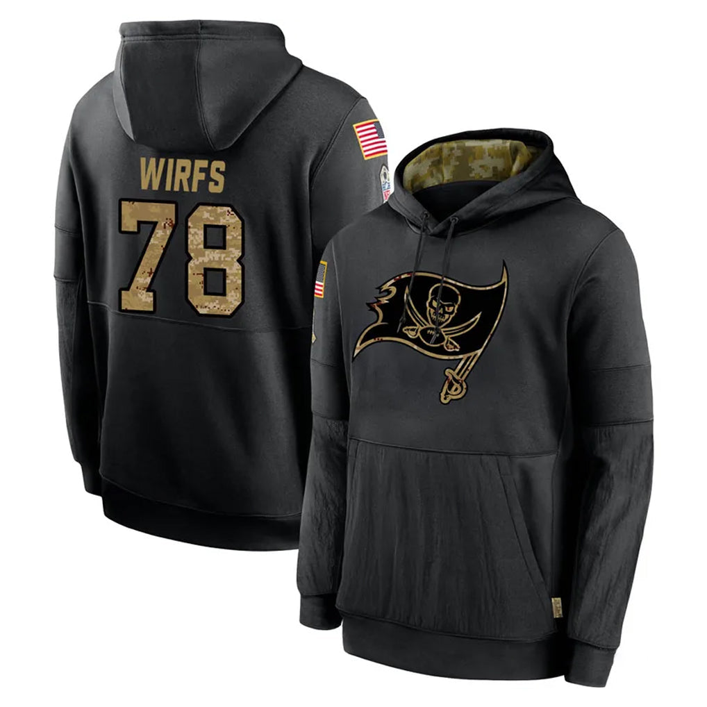 Johmsee TB.Buccaneers #78 Tristan Wirfs Player Black Salute to Service Sideline Performance Pullover Hoodies Home Game Stitched Jerseys