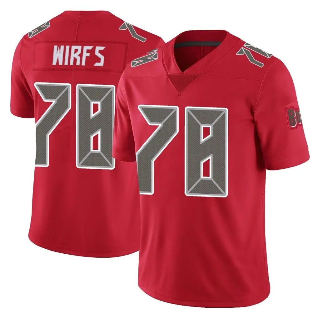 Johmsee TB.Buccaneers #78 Tristan Wirfs Player Red Limited Color Rush Home Game Stitched Jerseys