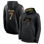 Johmsee TB.Buccaneers #7 Bucky Irving Player Black Salute to Service Hoodies Stitched Jerseys