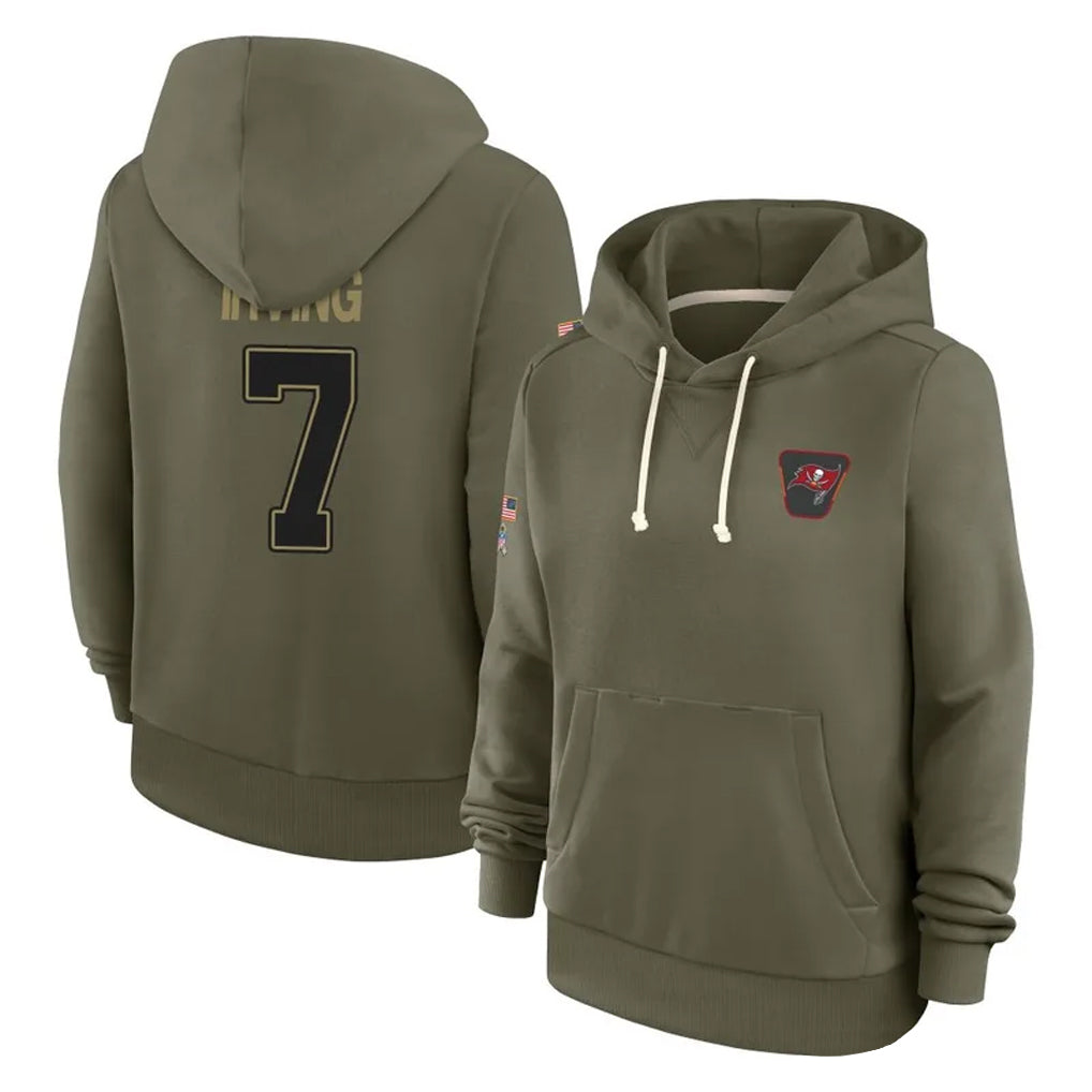 Johmsee TB.Buccaneers #7 Bucky Irving Player Olive Salute To Service Hoodies Stitched Jerseys