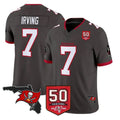 Johmsee TB.Buccaneers #7 Bucky Irving Player Pewter 50th Season Vapor Limited Home Game Stitched Jerseys