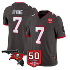 Johmsee TB.Buccaneers #7 Bucky Irving Player Pewter 50th Season Vapor Limited Home Game Stitched Jerseys