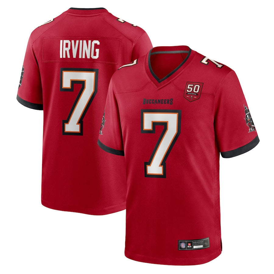 Johmsee TB.Buccaneers #7 Bucky Irving Player Red 50th Anniversary Game Stitched Jerseys