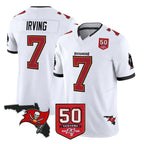 Johmsee TB.Buccaneers #7 Bucky Irving Player White 50th Season Vapor Limited Home Game Stitched Jerseys