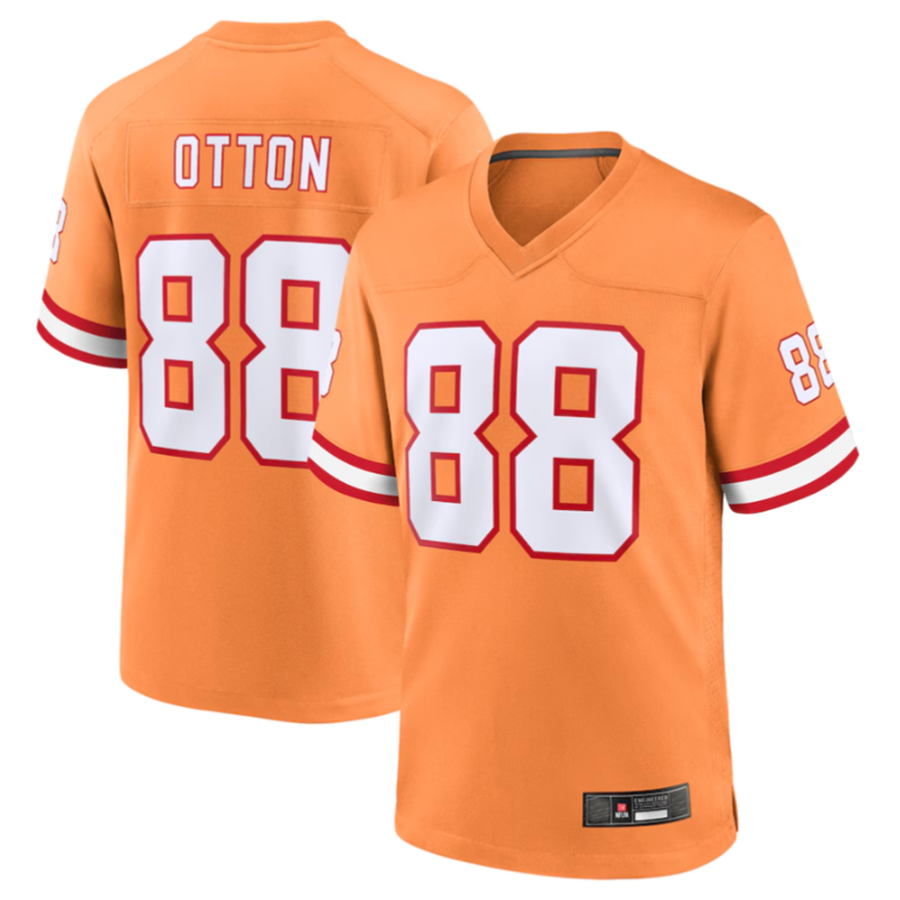 Johmsee TB.Buccaneers #88 Cade Otton Orange Throwback Game American Stitched Football Jerseys