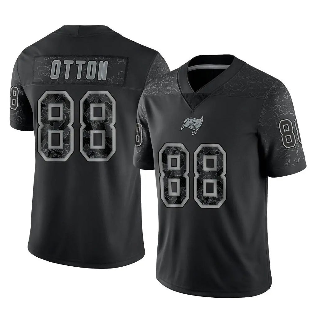 Johmsee TB.Buccaneers #88 Cade Otton Player Black Reflective Limited Home Game Stitched Jerseys