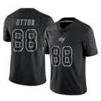 Johmsee TB.Buccaneers #88 Cade Otton Player Black Reflective Limited Home Game Stitched Jerseys