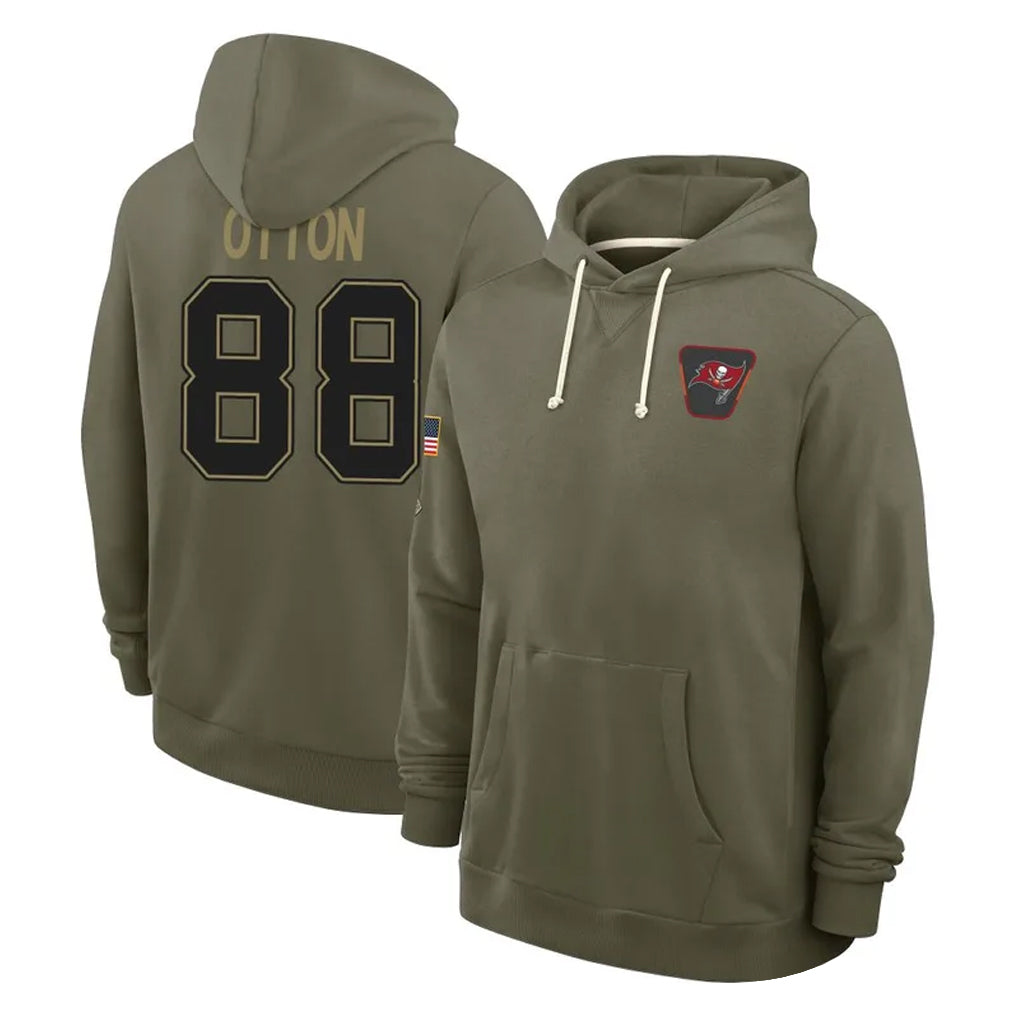 Johmsee TB.Buccaneers #88 Cade Otton Player Olive Salute to Service Pullover Hoodies Limited Stitched Jerseys