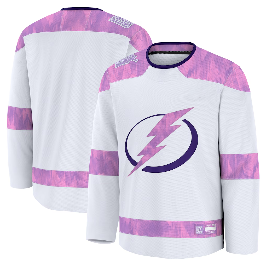Johmsee TB.Lightning White 2024 Hockey Fights Cancer Practice Jerseys