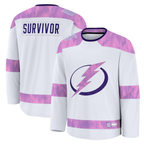 Johmsee TB.Lightning White Hockey Fights Cancer Survivor Practice Jerseys